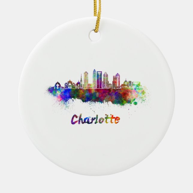 Adorno De Cerámica Charlotte V2 skyline in watercolor (Frente)