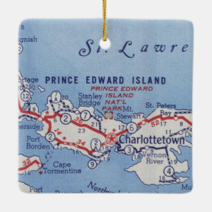 Adorno De Cerámica Charlottetown PEI Vintage Map