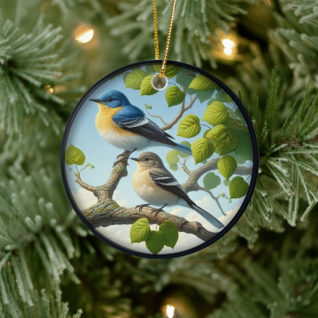 Adorno De Cerámica Charming Acadian Flycatchers Scene Christmas (Subido por el creador)