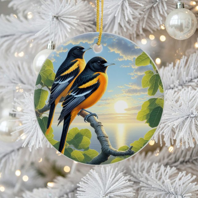 Adorno De Cerámica Charming Baltimore Oriole Bird Keepsake (Subido por el creador)