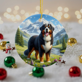 Adorno De Cerámica Charming Bernese Mountain Dog Keepsake
