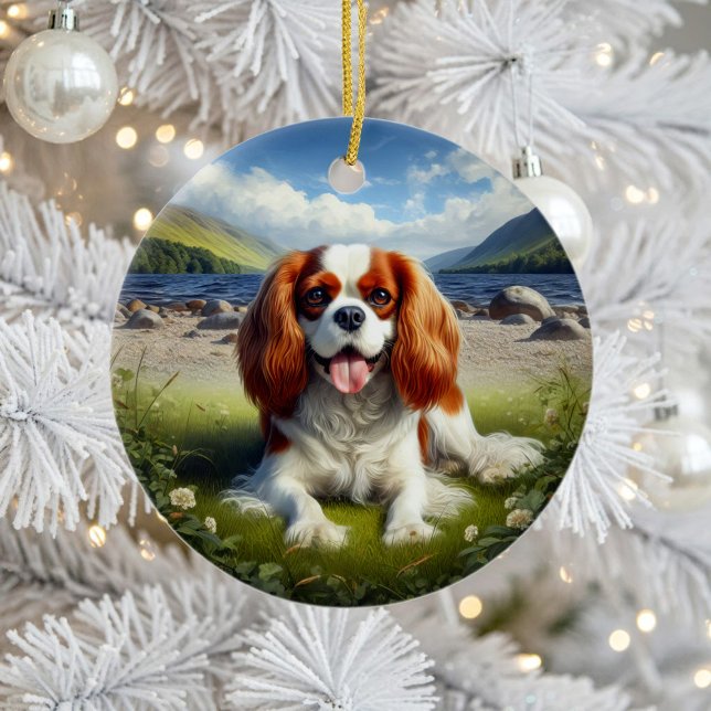 Adorno De Cerámica Charming Cavalier King Charles Spaniel Keepsake (Subido por el creador)