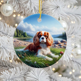 Adorno De Cerámica Charming Cavalier King Charles Spaniel Keepsake