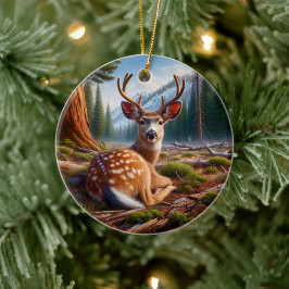 Adorno De Cerámica Charming Deer Animal Keepsake