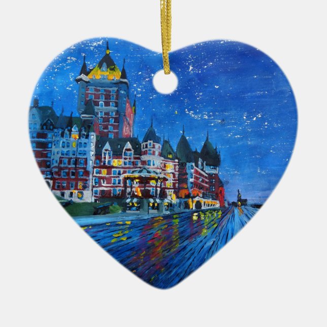 Adorno De Cerámica Château Frontenac Quebec Canadá por noche (Frente)