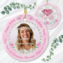 Adorno De Cerámica Cheap, Personalized Photo Birthday Ornaments, Pink