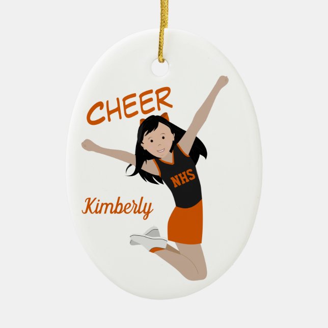 Adorno De Cerámica Cheerader Black Hair Black & Naranja (Frente)