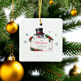 Adorno De Cerámica Cheerful Snowman Christmas New Year Greetings