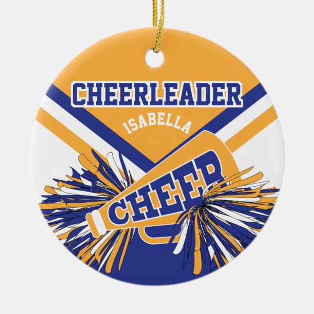 Adorno De Cerámica Cheerleader 📣 - Dark Blue, Gold and White 2 (Frente)