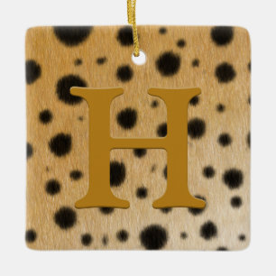 Adorno De Cerámica Cheetah Fur Tan Monograma y Mensaje Personalizado