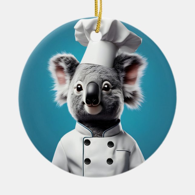 Adorno De Cerámica Chef Koala (Frente)