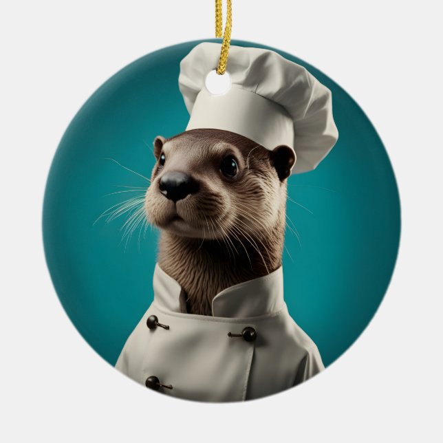Adorno De Cerámica Chef Otter (Frente)