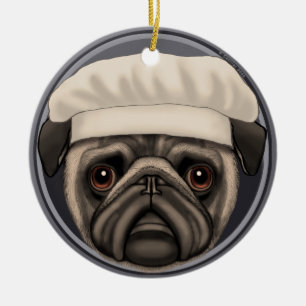Adorno De Cerámica Chef Pug