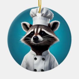 Adorno De Cerámica Chef Raccoon