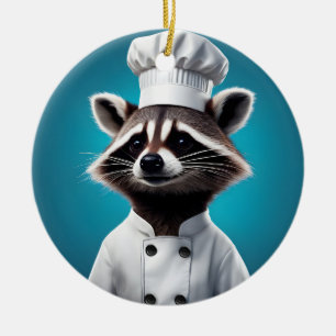 Adorno De Cerámica Chef Raccoon