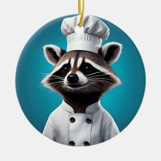 Adorno De Cerámica Chef Raccoon (Frente)