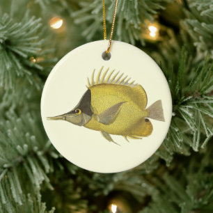 Adorno De Cerámica Chelmon Tropical Amarillo Longirostris, Pescado Vi