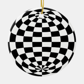 Adorno De Cerámica Chequeras redondas de ilusión óptica blanco negro