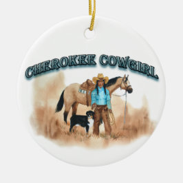 Adorno De Cerámica Cherokee Cowgirl