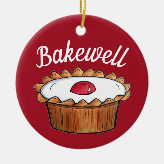 Adorno De Cerámica Cherry Bakewell Tart British Food UK Pastry Baking (Frente)
