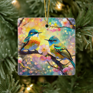 Adorno De Cerámica Cherry Blossom Fantasy Sunrise Songbirds