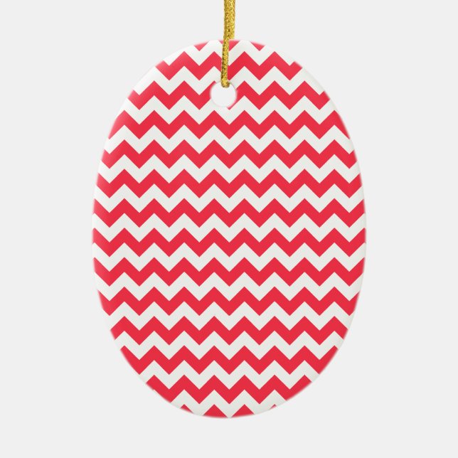 Adorno De Cerámica Cherry Red Chevron Zigzag (Frente)