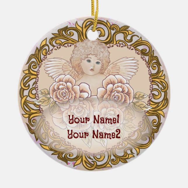 Adorno De Cerámica Cherub Angel Heart (Frente)