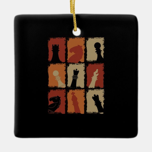 Adorno De Cerámica Chess Pieces Retro (Anverso)
