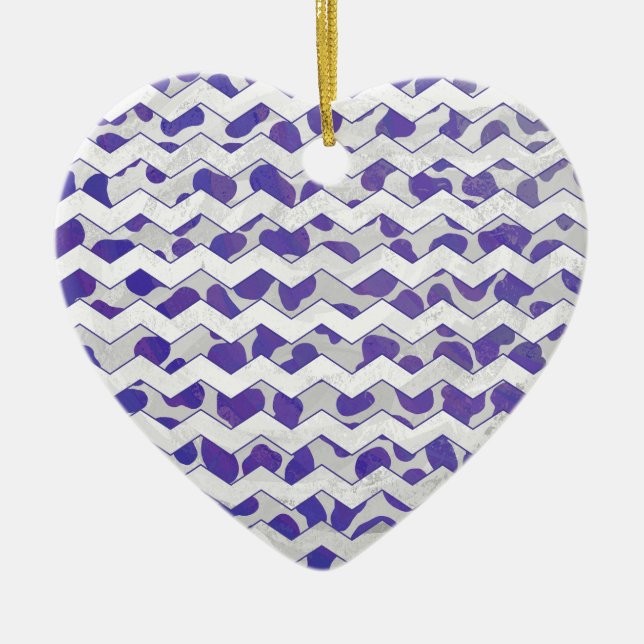 Adorno De Cerámica Chevron Dalmatian Morado y Blanco (Frente)