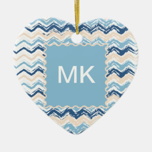 Adorno De Cerámica Chevron de olas oceánicas