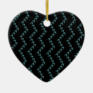 Adorno De Cerámica Chevron Pastel Blue Hearts Nero Noctis Ornament