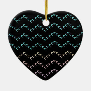 Adorno De Cerámica Chevron Pastel Corazón Arcoiris Nero Noctis Orname