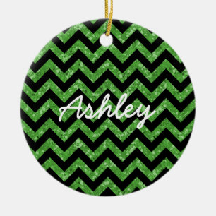 Adorno De Cerámica Chevron Purpurina Look Ornament