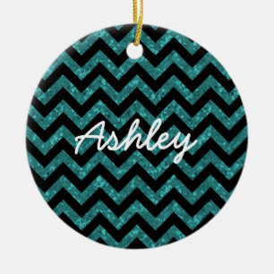 Adorno De Cerámica Chevron Purpurina Look Ornament