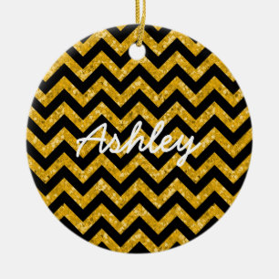 Adorno De Cerámica Chevron Purpurina Look Ornament