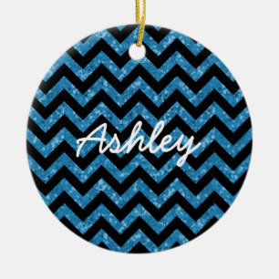 Adorno De Cerámica Chevron Purpurina Look Ornament