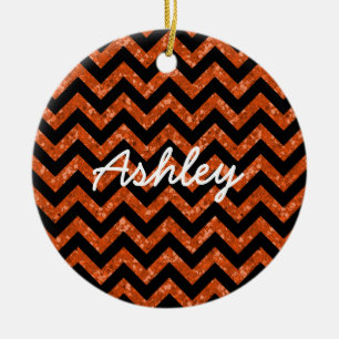Adorno De Cerámica Chevron Purpurina Look Ornament