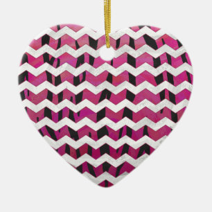 Adorno De Cerámica Chevron Tigre Rosa Caliente y Negro Impreso