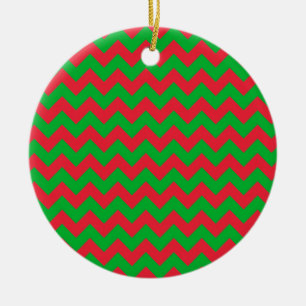 Adorno De Cerámica Chevron verde rojo