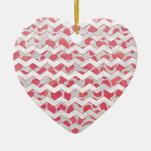 Adorno De Cerámica ChevronDalmatian rosa y blanco (Frente)