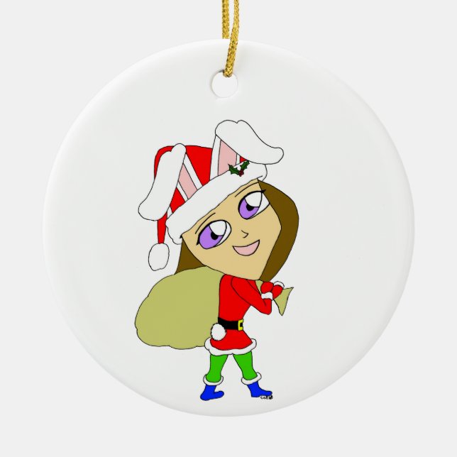 adorno de cerámica chibi bunnygirl (Frente)