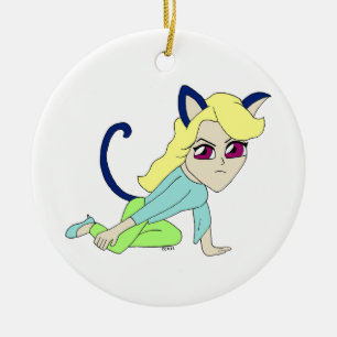 Adorno De Cerámica chibi catgirl