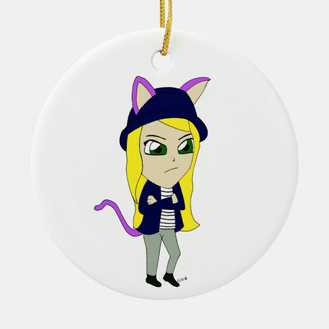 Adorno De Cerámica chibi catgirl (Frente)