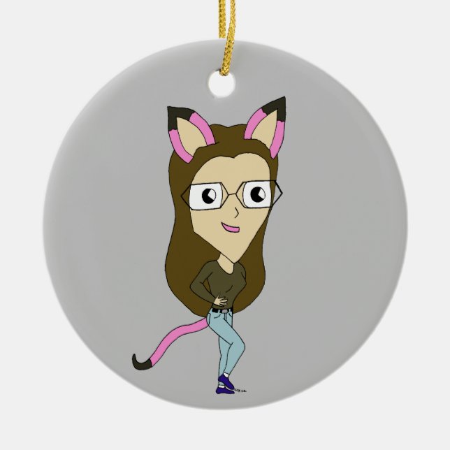 Adorno De Cerámica chibi catgirl (Frente)