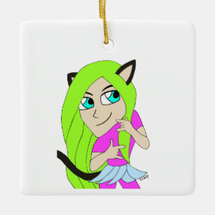 Adorno De Cerámica chibi catgirl