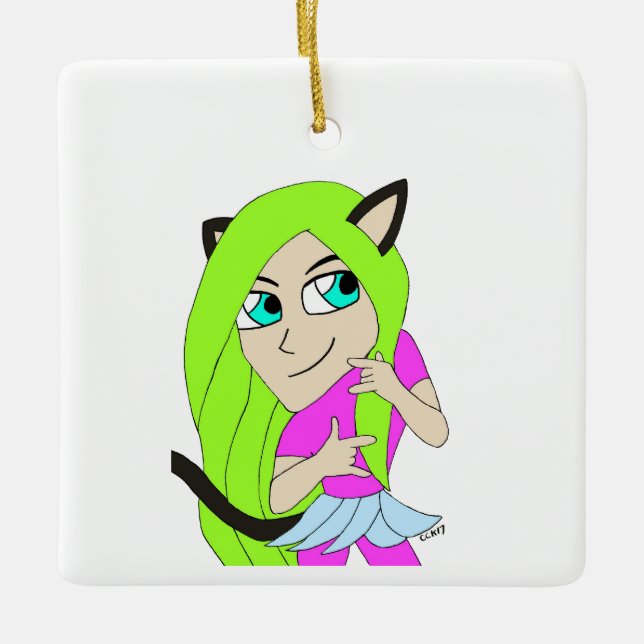 Adorno De Cerámica chibi catgirl (Anverso)