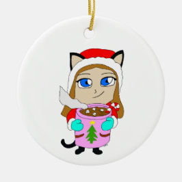 Adorno De Cerámica chibi catgirl     ceramic ornament