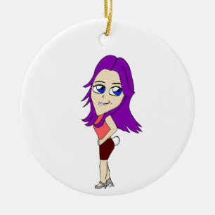 Adorno De Cerámica chibi chica con cola de conejo