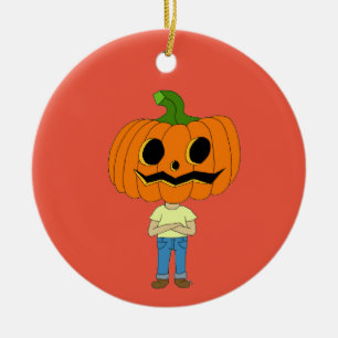 Adorno De Cerámica chibi de cabeza de calabaza