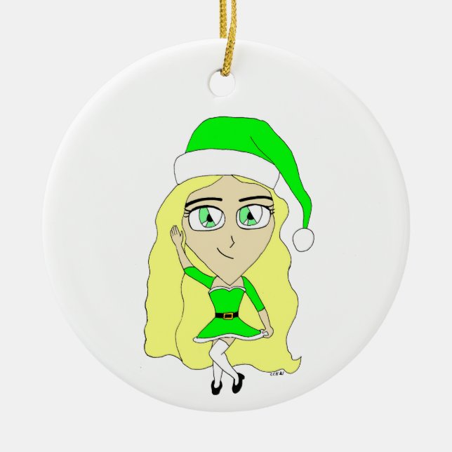 Adorno De Cerámica Chibi de Navidad (Frente)